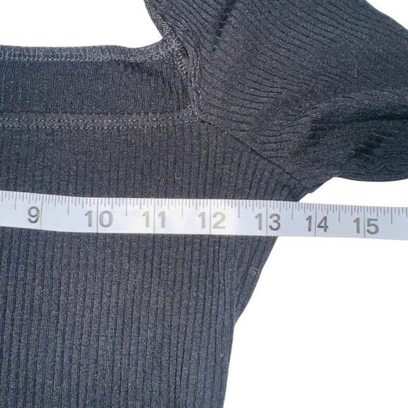 Reformation Jeans Gaia Long Sleeve Rib Square Neck Black Bodysuit SMALL - Picture 6 of 6
